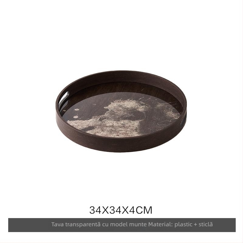 Tavă decorativă din sticlă, stil modern minimalist, ambalare standard, potrivită pentru masa de cafea din living, tavă de depozitare