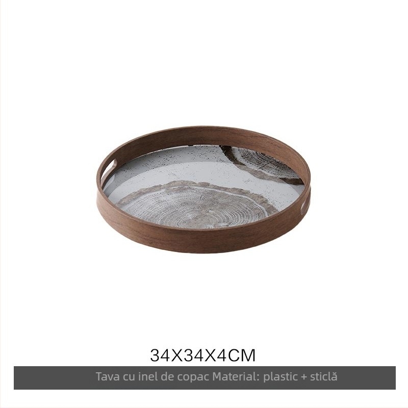 Tavă decorativă din sticlă, stil modern minimalist, ambalare standard, potrivită pentru masa de cafea din living, tavă de depozitare