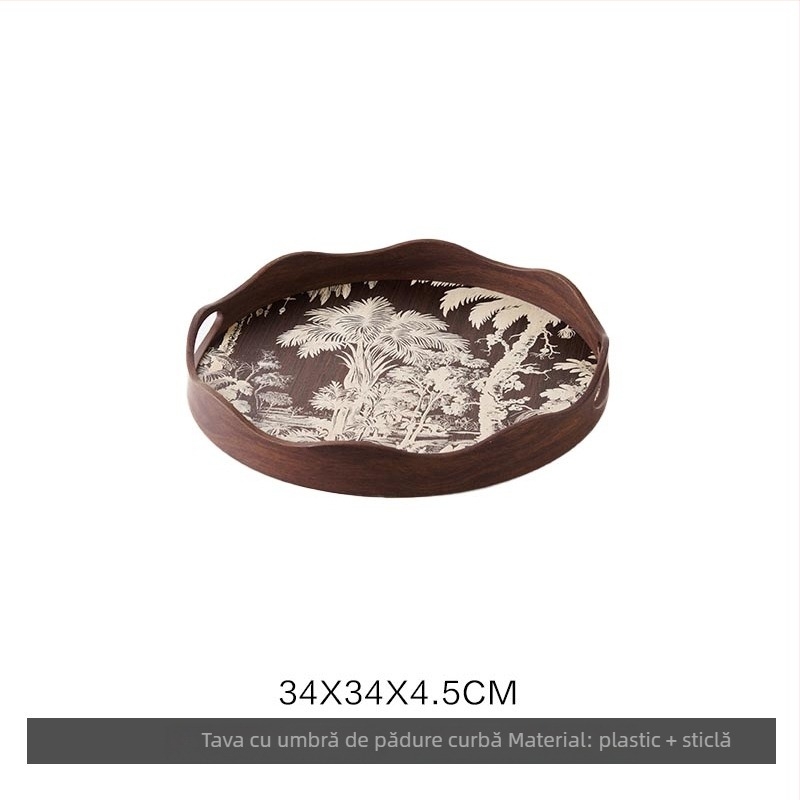 Tavă decorativă din sticlă, stil modern minimalist, ambalare standard, potrivită pentru masa de cafea din living, tavă de depozitare