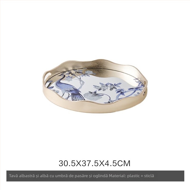 Tavă decorativă din sticlă, stil modern minimalist, ambalare standard, potrivită pentru masa de cafea din living, tavă de depozitare