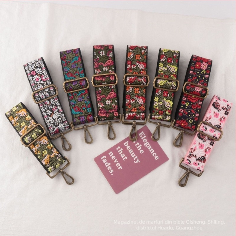 Curea de umăr jacquard cu model floral, poliester, extensie și reducere a încărcării, stil național nou