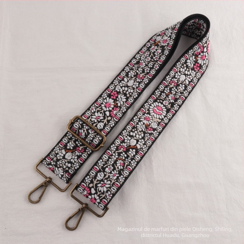 Curea de umăr jacquard cu model floral, poliester, extensie și reducere a încărcării, stil național nou