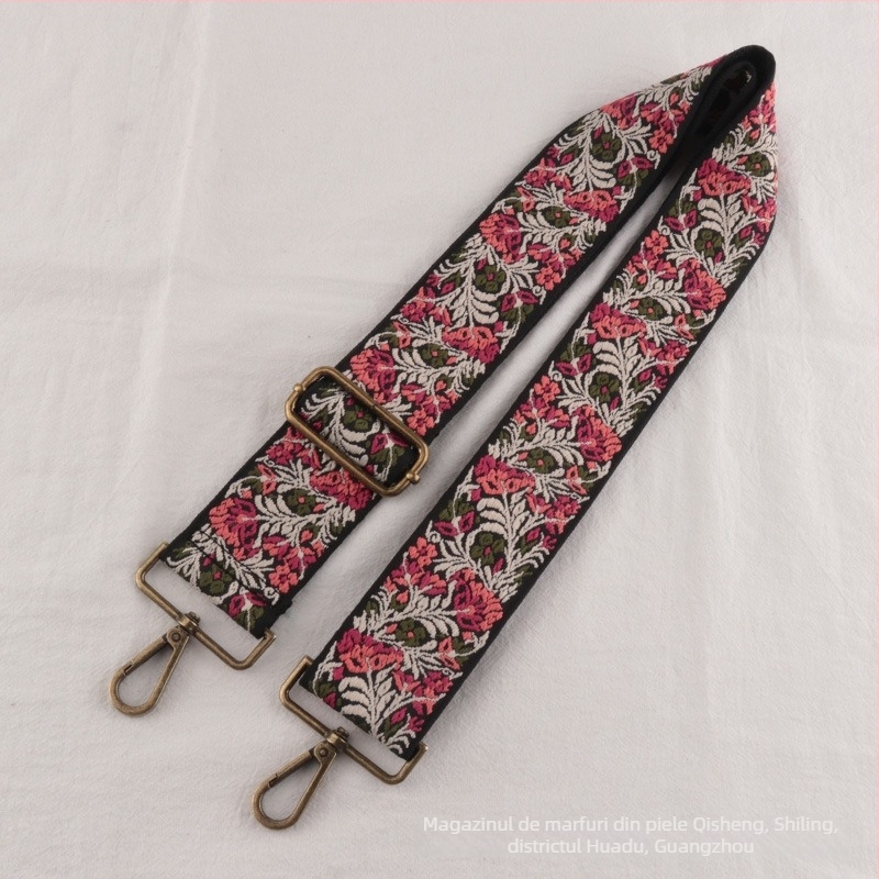 Curea de umăr jacquard cu model floral, poliester, extensie și reducere a încărcării, stil național nou