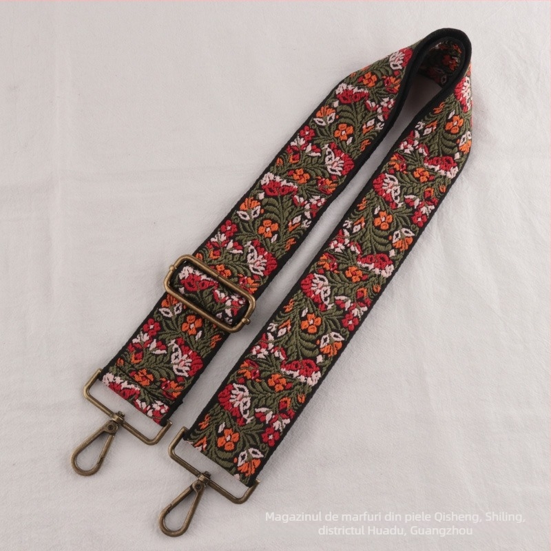 Curea de umăr jacquard cu model floral, poliester, extensie și reducere a încărcării, stil național nou
