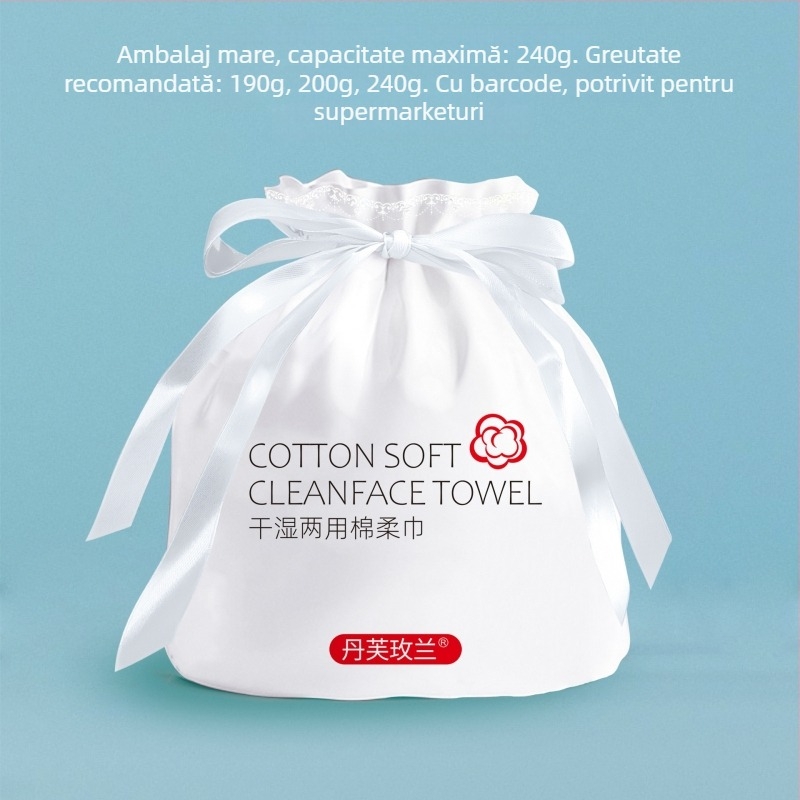 Prosop de față în rol mare, îngroșat, de unică folosință – Haojia bumbac pur; Material: bumbac pur; Ingrediente principale: bumbac fibre vegetale; Conținut: 100