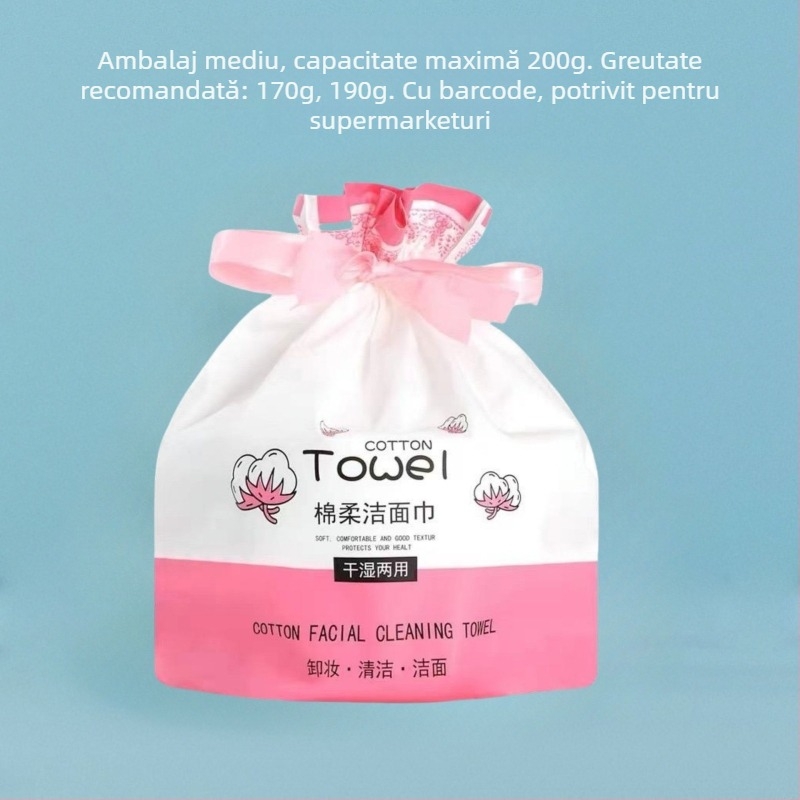Prosop de față în rol mare, îngroșat, de unică folosință – Haojia bumbac pur; Material: bumbac pur; Ingrediente principale: bumbac fibre vegetale; Conținut: 100