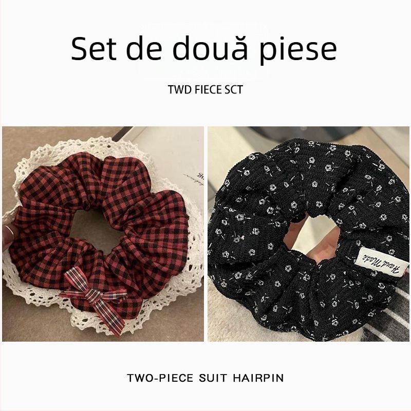 Accesoriu de păr – Scrunchie corduroy floral pentru coadă sau coc – pentru copii, vintage, primăvara 2025