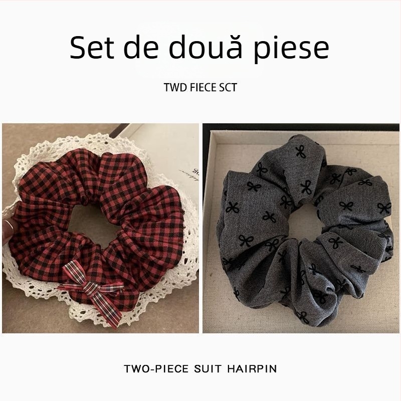 Accesoriu de păr – Scrunchie corduroy floral pentru coadă sau coc – pentru copii, vintage, primăvara 2025