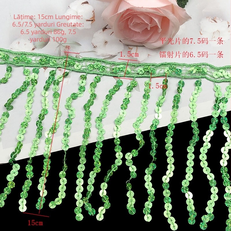 Colier talie de dans cu dantelă și ciucuri, 15 cm lungime (Material: Rayon; Utilizare: Accesorii)