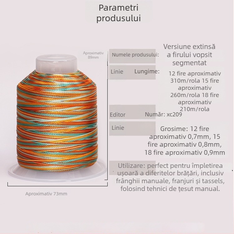 Șnur din nailon gradient pentru DIY — model solzi de dragon, 12/18/15 fire