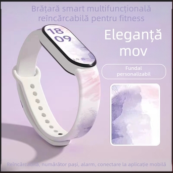 Brățară inteligentă pentru copii – numărătoare pași, monitorizare ritm cardiac, reîncărcabilă, compatibilă Android, curea silicon, carcasă aluminiu