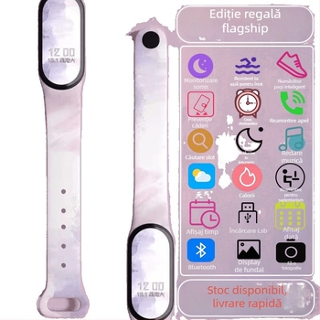 Brățară inteligentă pentru copii – numărătoare pași, monitorizare ritm cardiac, reîncărcabilă, compatibilă Android, curea silicon, carcasă aluminiu