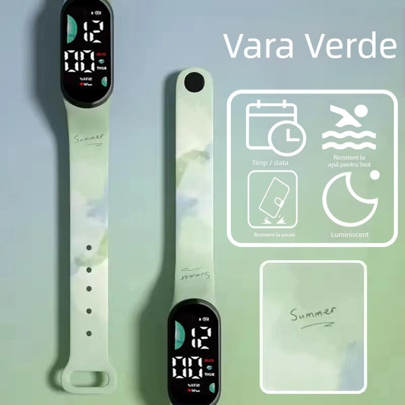 Brățară inteligentă pentru copii – numărătoare pași, monitorizare ritm cardiac, reîncărcabilă, compatibilă Android, curea silicon, carcasă aluminiu