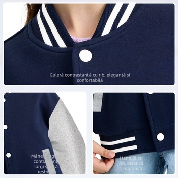 Geacă casual pentru copii, băieți, exterior poliester 60%, căptușeală din bumbac, fără glugă, fără guler, geacă groasă, iarna 2024