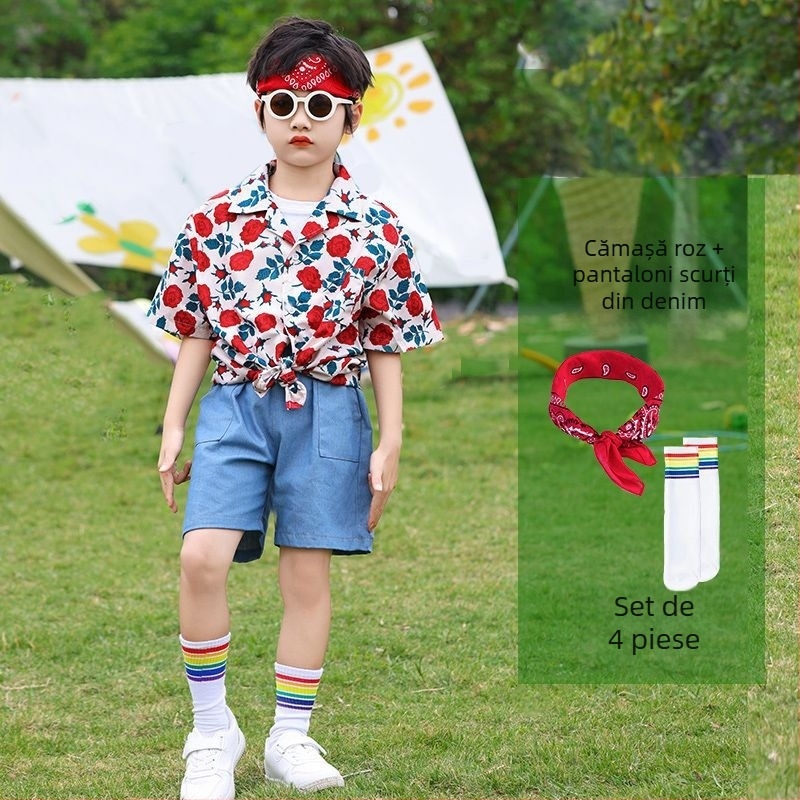 Costum de dans pentru copii, în stil Hong Kong, pentru reprezentații — Unisex, vârsta 3-8 ani, vară, țesut din amestec bumbac-poliester