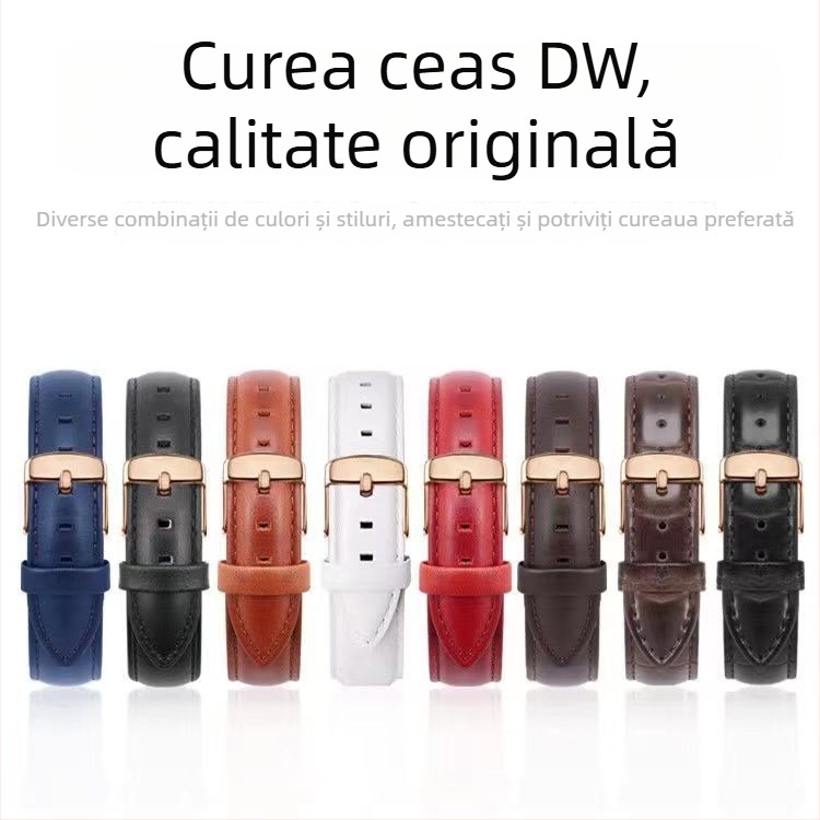 Brățară de ceas din piele naturală pentru Daniel Wellington Small Square, din piele strat superior, tratată cu ulei‑ceră, culoare care se schimbă