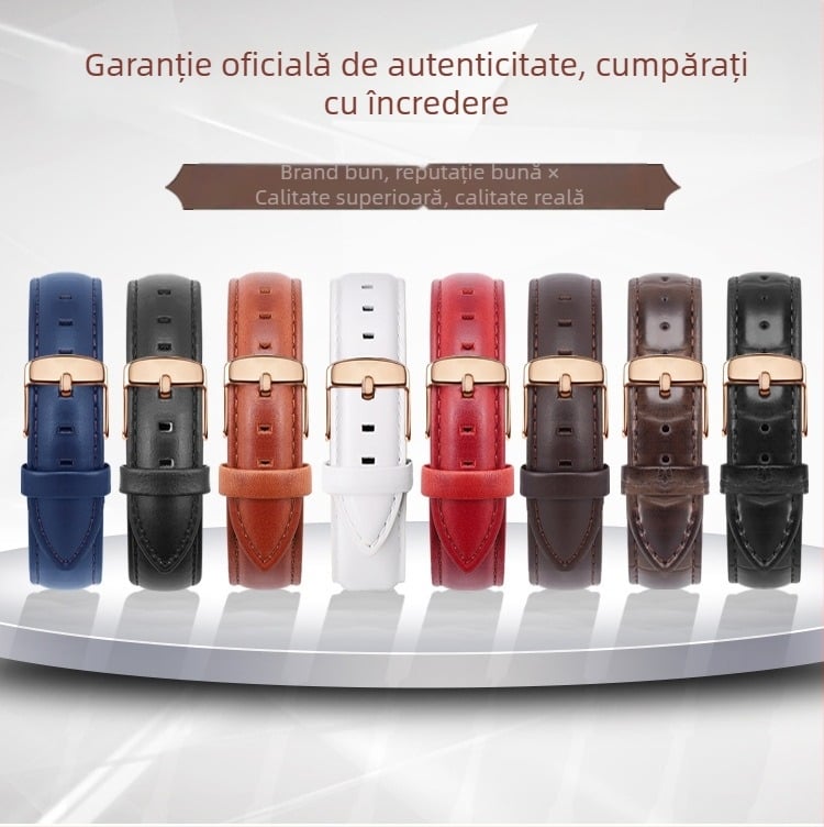 Brățară de ceas din piele naturală pentru Daniel Wellington Small Square, din piele strat superior, tratată cu ulei‑ceră, culoare care se schimbă