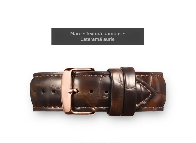 Brățară de ceas din piele naturală pentru Daniel Wellington Small Square, din piele strat superior, tratată cu ulei‑ceră, culoare care se schimbă