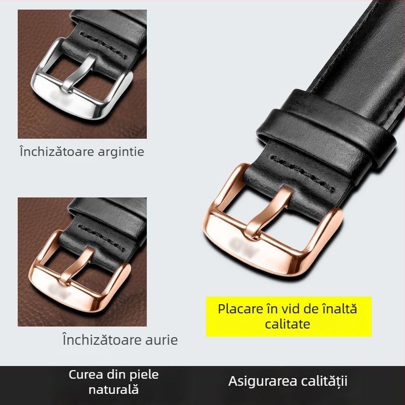 Brățară de ceas din piele naturală pentru Daniel Wellington Small Square, din piele strat superior, tratată cu ulei‑ceră, culoare care se schimbă
