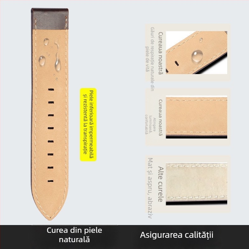 Brățară de ceas din piele naturală pentru Daniel Wellington Small Square, din piele strat superior, tratată cu ulei‑ceră, culoare care se schimbă