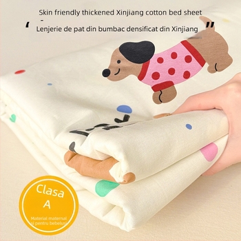 Cearșaf elastic pentru pat cu model desen animat, din bumbac 100%, vopsire reactiva, densitate țesătură 128×68, 40 fire, set cearșafuri de pat