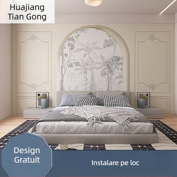 Tapet de perete: linii franțuzești din ipsos, material de mătase, rezistent la pete