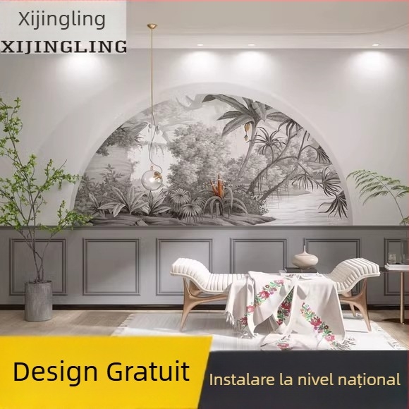 Tapet de perete: linii franțuzești din ipsos, material de mătase, rezistent la pete