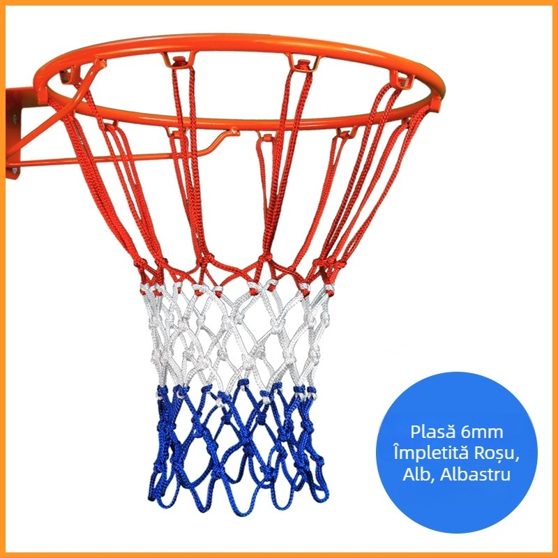 Plasă de baschet – nailon, țesătură tricoloră, greutate 0,3 kg, Hengfeng Ruichuang, personalizare disponibilă, potrivită pentru jocuri în interior și exterior