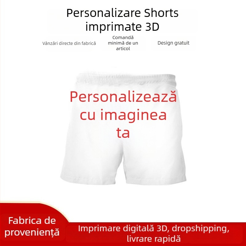 Șorturi de baschet, sportive, uscare rapidă, respirabile, cu imprimeu, croială dreaptă (80% poliester; microelasticitate)