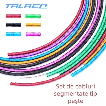 Set de conducte exterioare din aliaj de aluminiu pentru frână și cabluri de transmisie, pentru bicicletele de munte și de oraș, cu secțiuni în formă de coastă de pește și segmente bambus