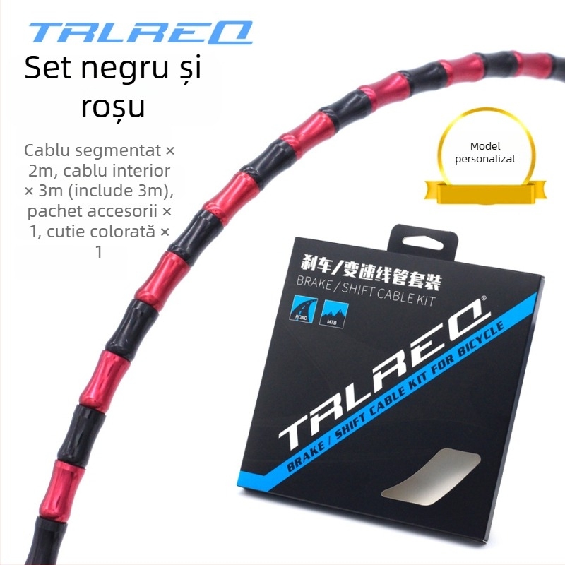 Set de conducte exterioare din aliaj de aluminiu pentru frână și cabluri de transmisie, pentru bicicletele de munte și de oraș, cu secțiuni în formă de coastă de pește și segmente bambus