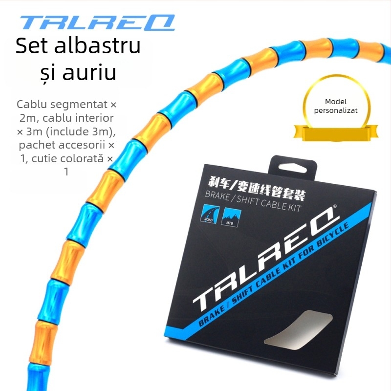 Set de conducte exterioare din aliaj de aluminiu pentru frână și cabluri de transmisie, pentru bicicletele de munte și de oraș, cu secțiuni în formă de coastă de pește și segmente bambus