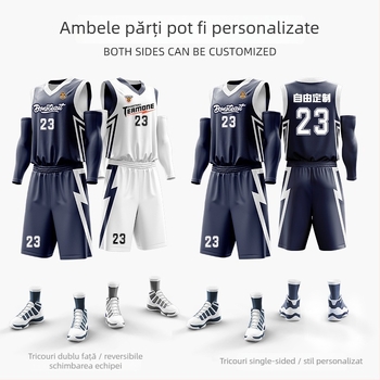 Set uniformă baschet cu imprimare digitală dublă, unisex, vară, fără mâneci, decolteu în V, uscare rapidă, respirabil