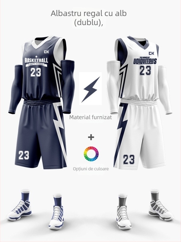 Set uniformă baschet cu imprimare digitală dublă, unisex, vară, fără mâneci, decolteu în V, uscare rapidă, respirabil