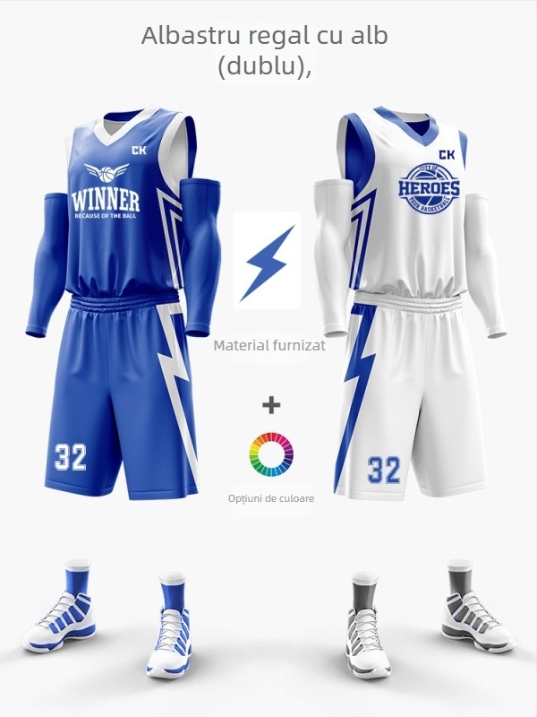 Set uniformă baschet cu imprimare digitală dublă, unisex, vară, fără mâneci, decolteu în V, uscare rapidă, respirabil