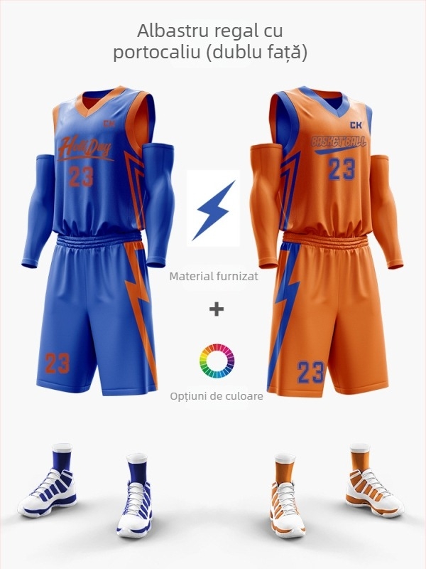 Set uniformă baschet cu imprimare digitală dublă, unisex, vară, fără mâneci, decolteu în V, uscare rapidă, respirabil