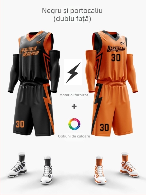 Set uniformă baschet cu imprimare digitală dublă, unisex, vară, fără mâneci, decolteu în V, uscare rapidă, respirabil