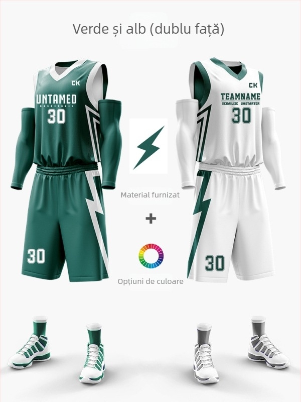 Set uniformă baschet cu imprimare digitală dublă, unisex, vară, fără mâneci, decolteu în V, uscare rapidă, respirabil