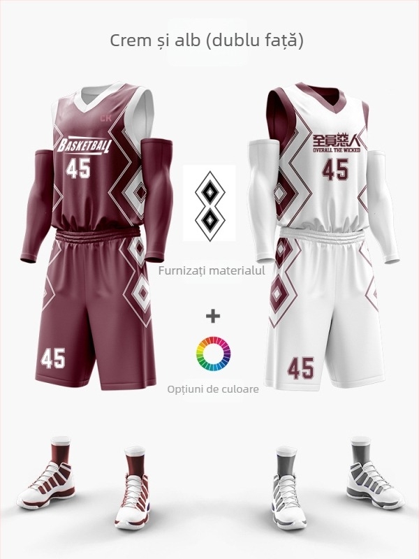 Set uniformă baschet cu imprimare digitală dublă, unisex, vară, fără mâneci, decolteu în V, uscare rapidă, respirabil