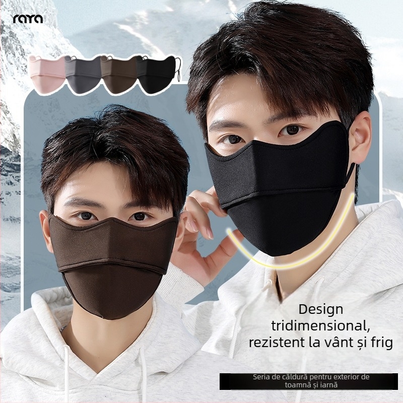 Mască de ciclism de iarnă, din bumbac, unisex, brodată, anti-praf