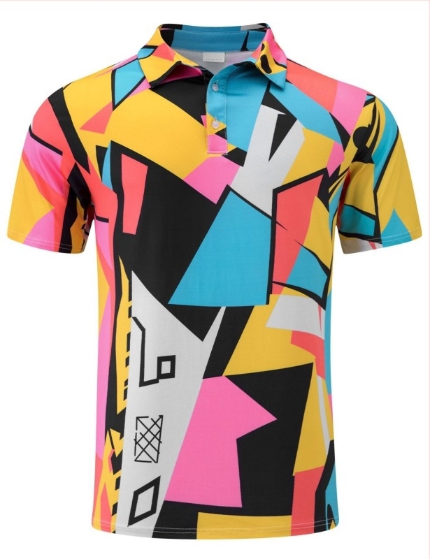 Tricou polo pentru bărbați, imprimeu floral, mâneci scurte, imprimare digitală, poliester