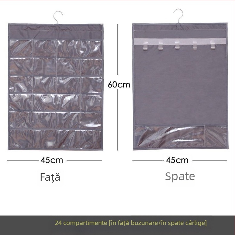 Raft de afișaj pentru bijuterii cu geantă transparentă de depozitare, montat pe perete, capacitate mare, protecție împotriva prafului, material hârtie