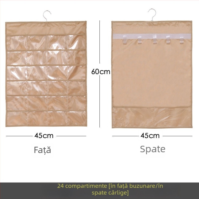 Raft de afișaj pentru bijuterii cu geantă transparentă de depozitare, montat pe perete, capacitate mare, protecție împotriva prafului, material hârtie