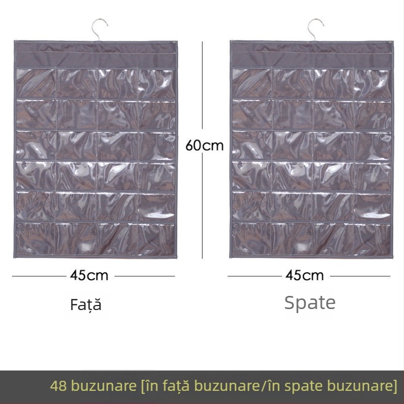 Raft de afișaj pentru bijuterii cu geantă transparentă de depozitare, montat pe perete, capacitate mare, protecție împotriva prafului, material hârtie