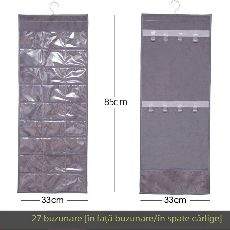 Raft de afișaj pentru bijuterii cu geantă transparentă de depozitare, montat pe perete, capacitate mare, protecție împotriva prafului, material hârtie