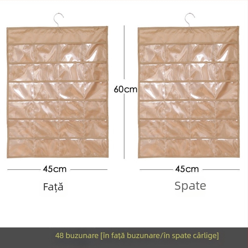 Raft de afișaj pentru bijuterii cu geantă transparentă de depozitare, montat pe perete, capacitate mare, protecție împotriva prafului, material hârtie