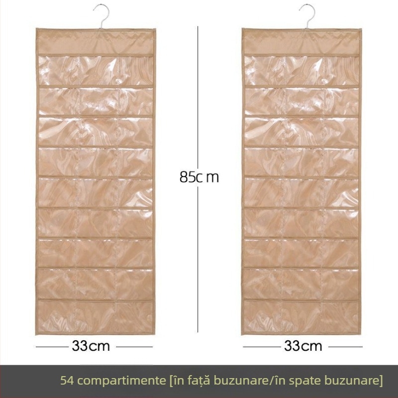 Raft de afișaj pentru bijuterii cu geantă transparentă de depozitare, montat pe perete, capacitate mare, protecție împotriva prafului, material hârtie