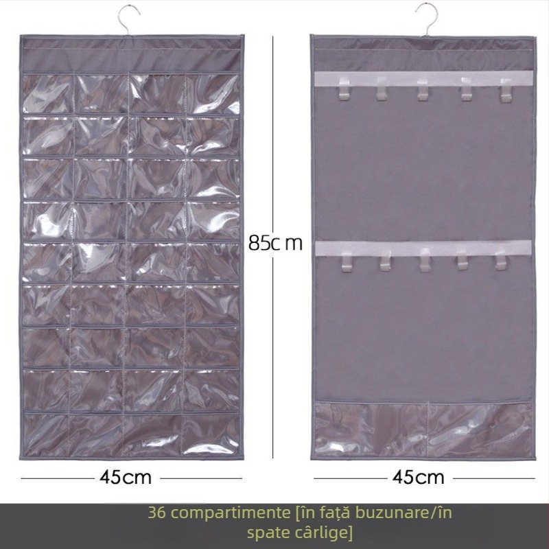 Raft de afișaj pentru bijuterii cu geantă transparentă de depozitare, montat pe perete, capacitate mare, protecție împotriva prafului, material hârtie