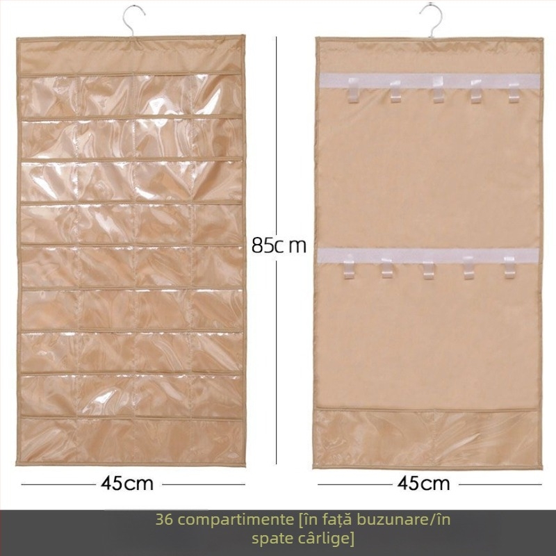 Raft de afișaj pentru bijuterii cu geantă transparentă de depozitare, montat pe perete, capacitate mare, protecție împotriva prafului, material hârtie