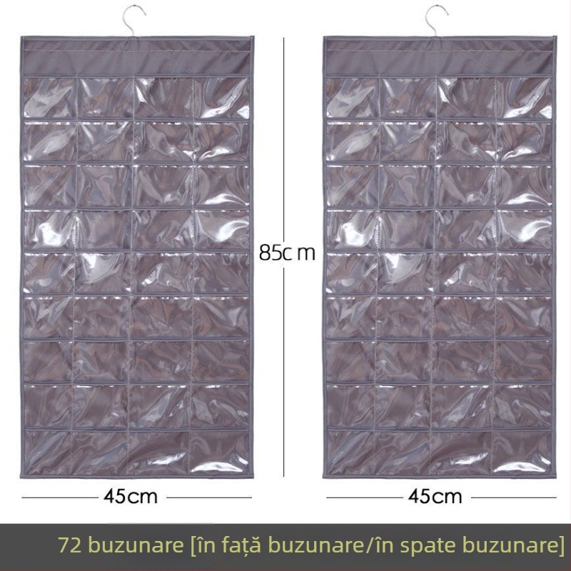 Raft de afișaj pentru bijuterii cu geantă transparentă de depozitare, montat pe perete, capacitate mare, protecție împotriva prafului, material hârtie